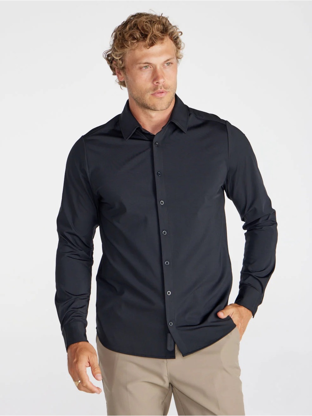 BYLT Basics Men's Black Long-Sleeve Button-Up Shirt